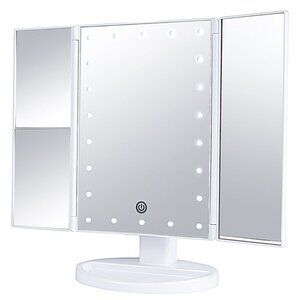 LED Lights Make Up Table Mirror 180 Degrees For Women's - White